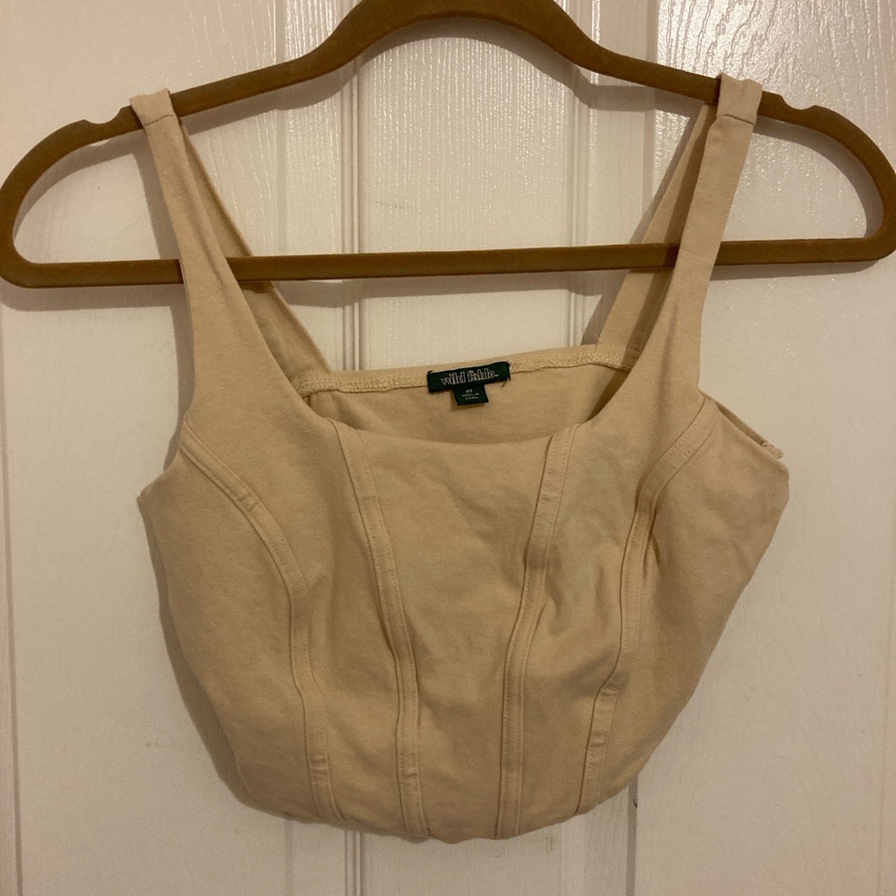 wild fable Cream Square-Neck Cropped Tank Top